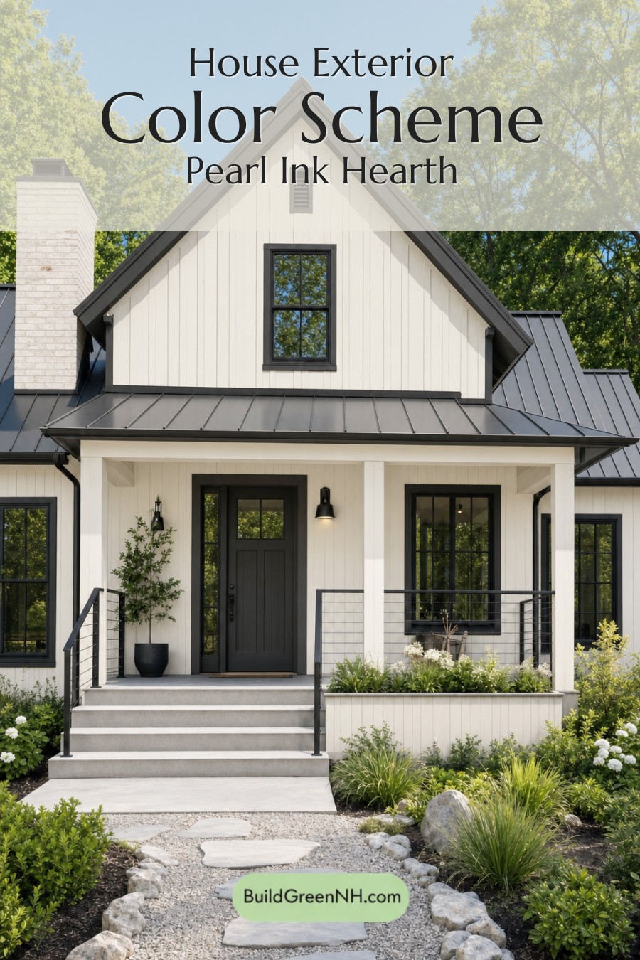 House with Black Roof Exterior Color Scheme: Pearl Ink Hearth