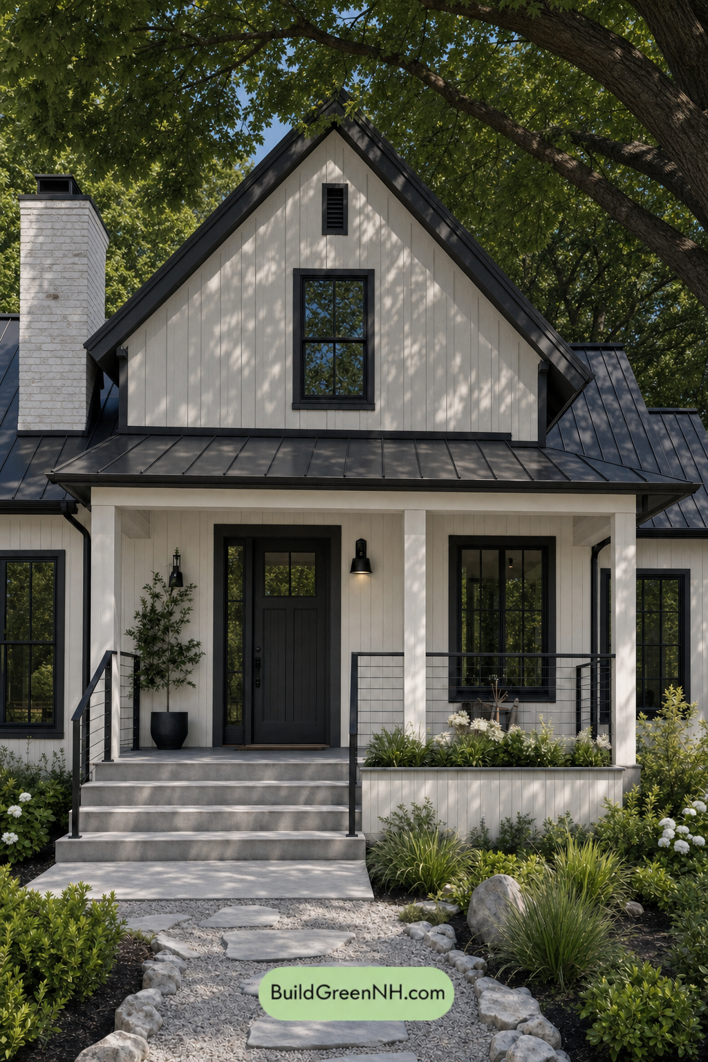 House with Black Roof Exterior Color Scheme: Pearl Ink Hearth - Shade