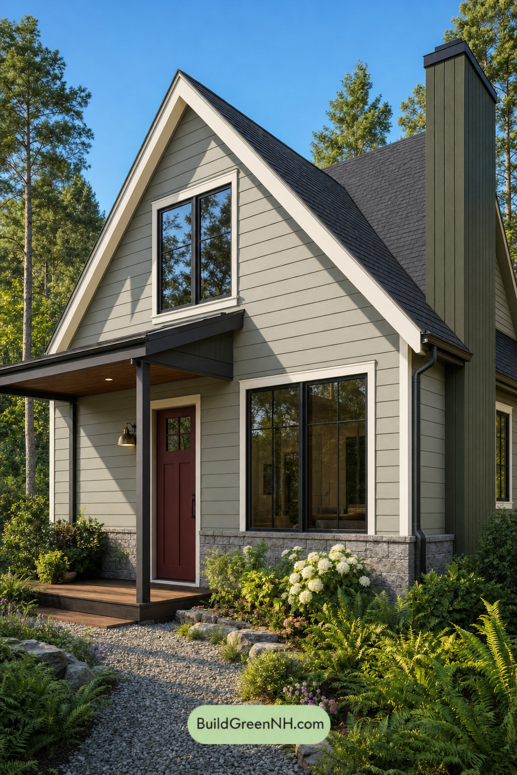 House with Black Roof Exterior Color Scheme: Pineglass Reverie