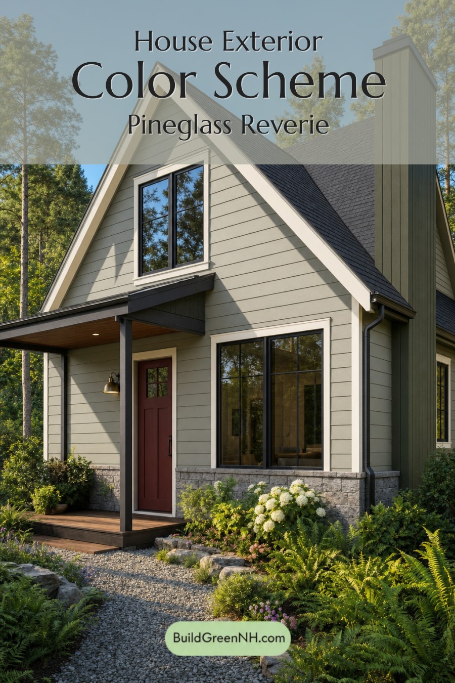 House with Black Roof Exterior Color Scheme: Pineglass Reverie