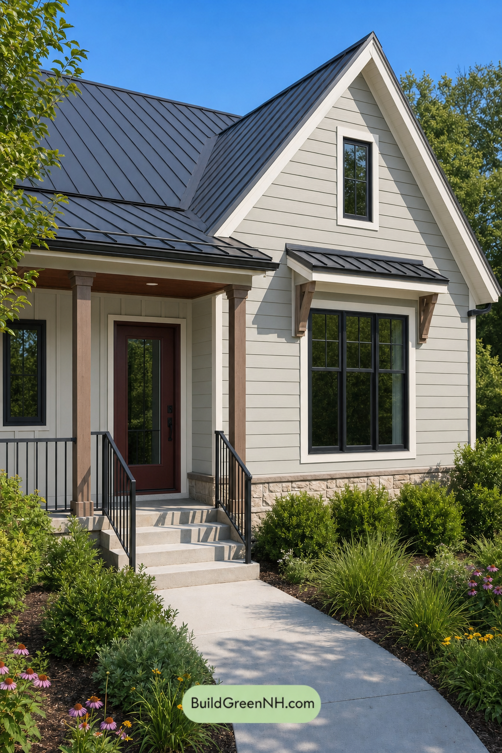 House with Black Roof Exterior Color Scheme: Sage Ember Gable