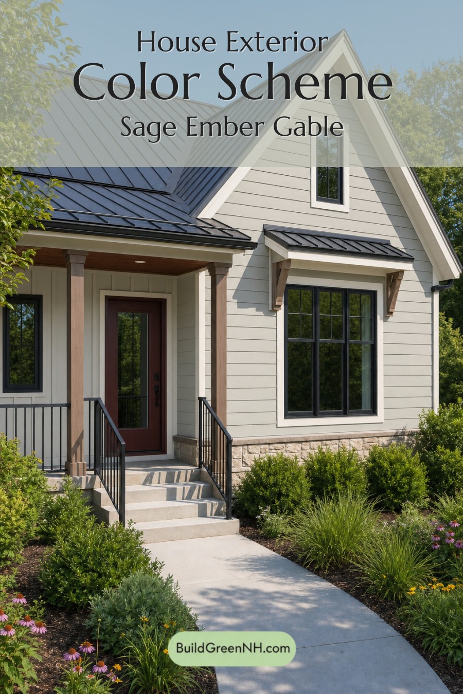 House with Black Roof Exterior Color Scheme: Sage Ember Gable