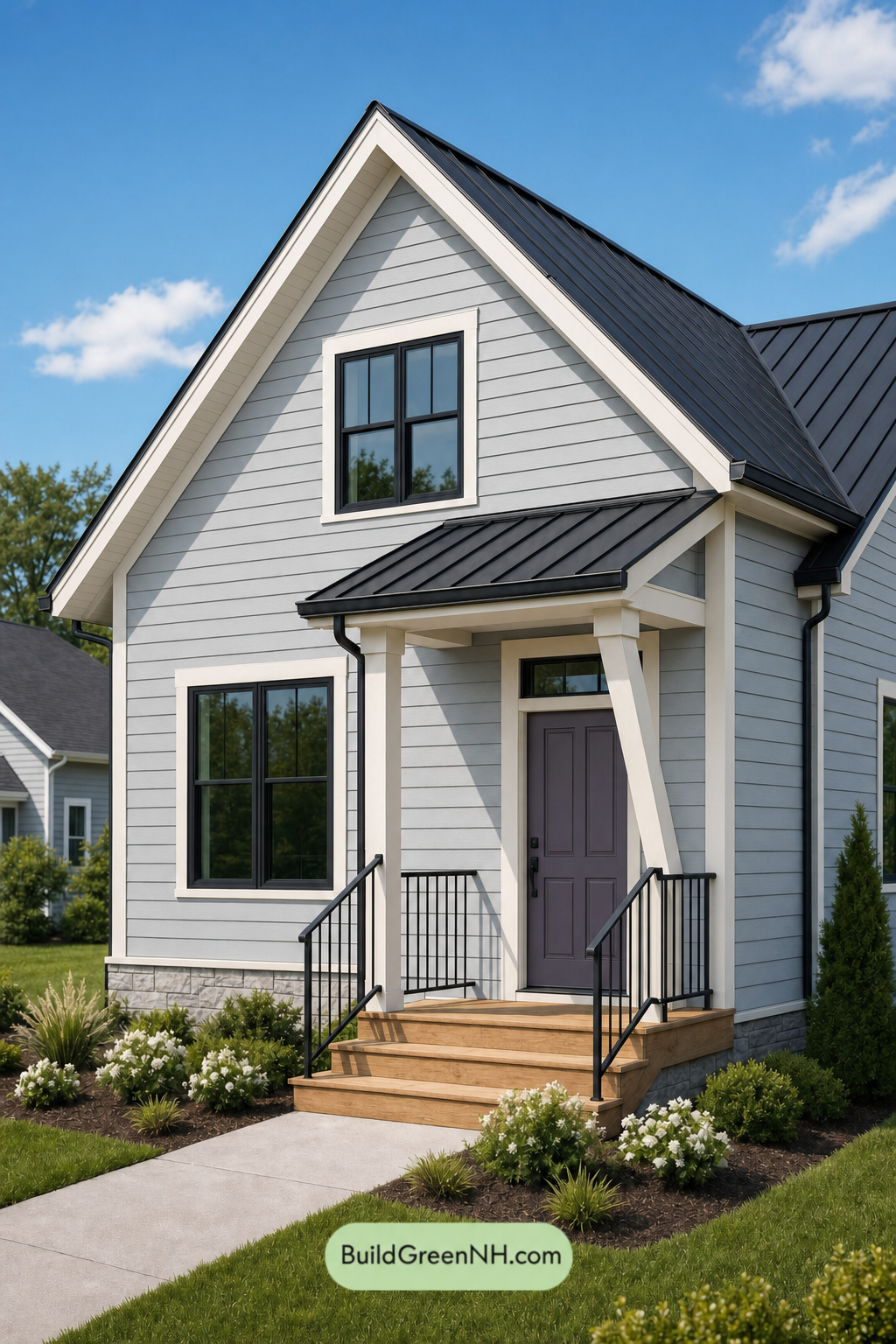House with Black Roof Exterior Color Scheme: Silver Velvet Gable