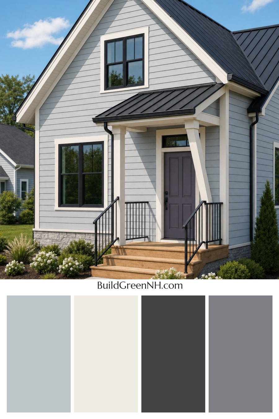 House with Black Roof Exterior Color Scheme: Silver Velvet Gable