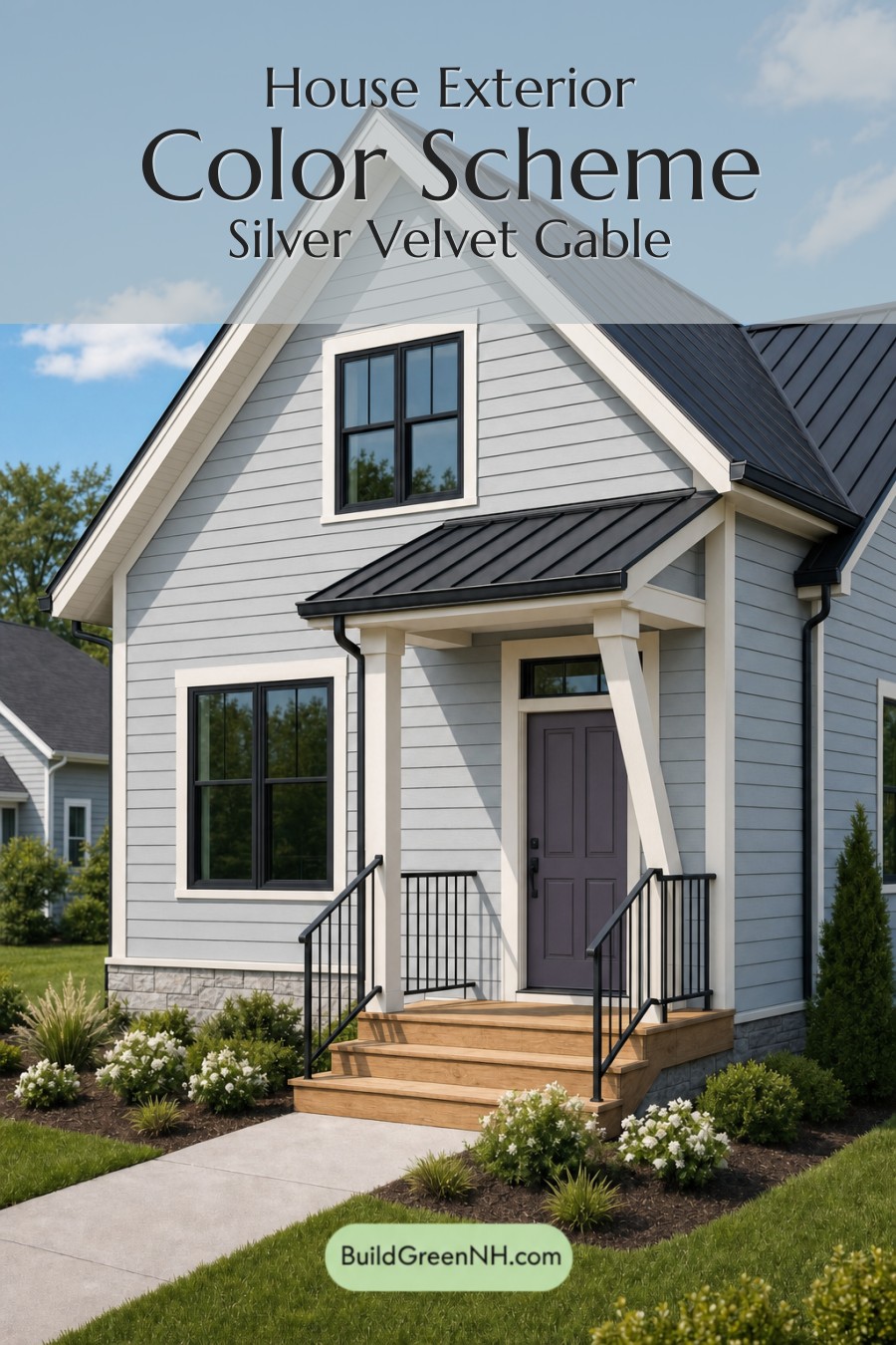 House with Black Roof Exterior Color Scheme: Silver Velvet Gable