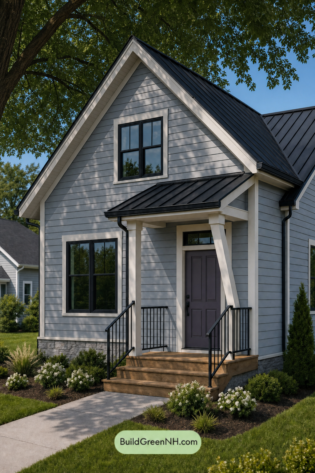 House with Black Roof Exterior Color Scheme: Silver Velvet Gable - Shade