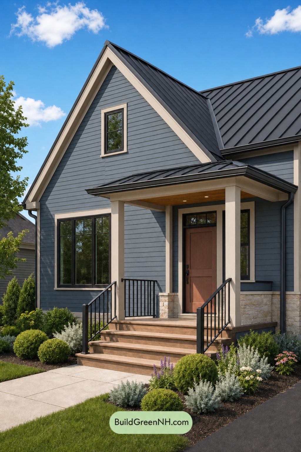 House with Black Roof Exterior Color Scheme: Slate Blush Lantern