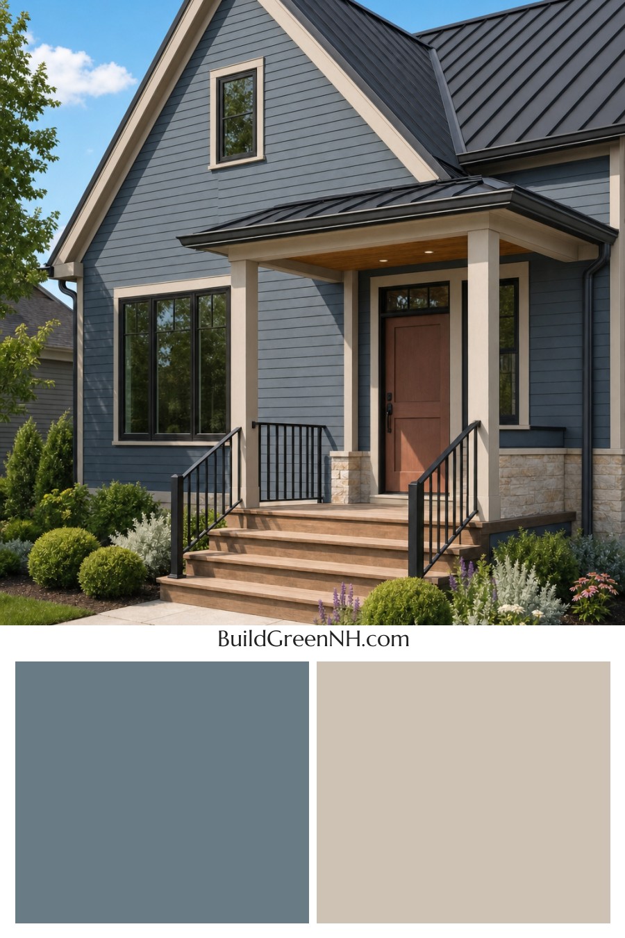 House with Black Roof Exterior Color Scheme: Slate Blush Lantern