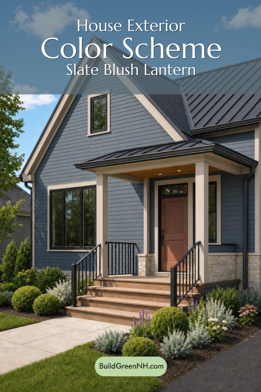 House with Black Roof Exterior Color Scheme: Slate Blush Lantern