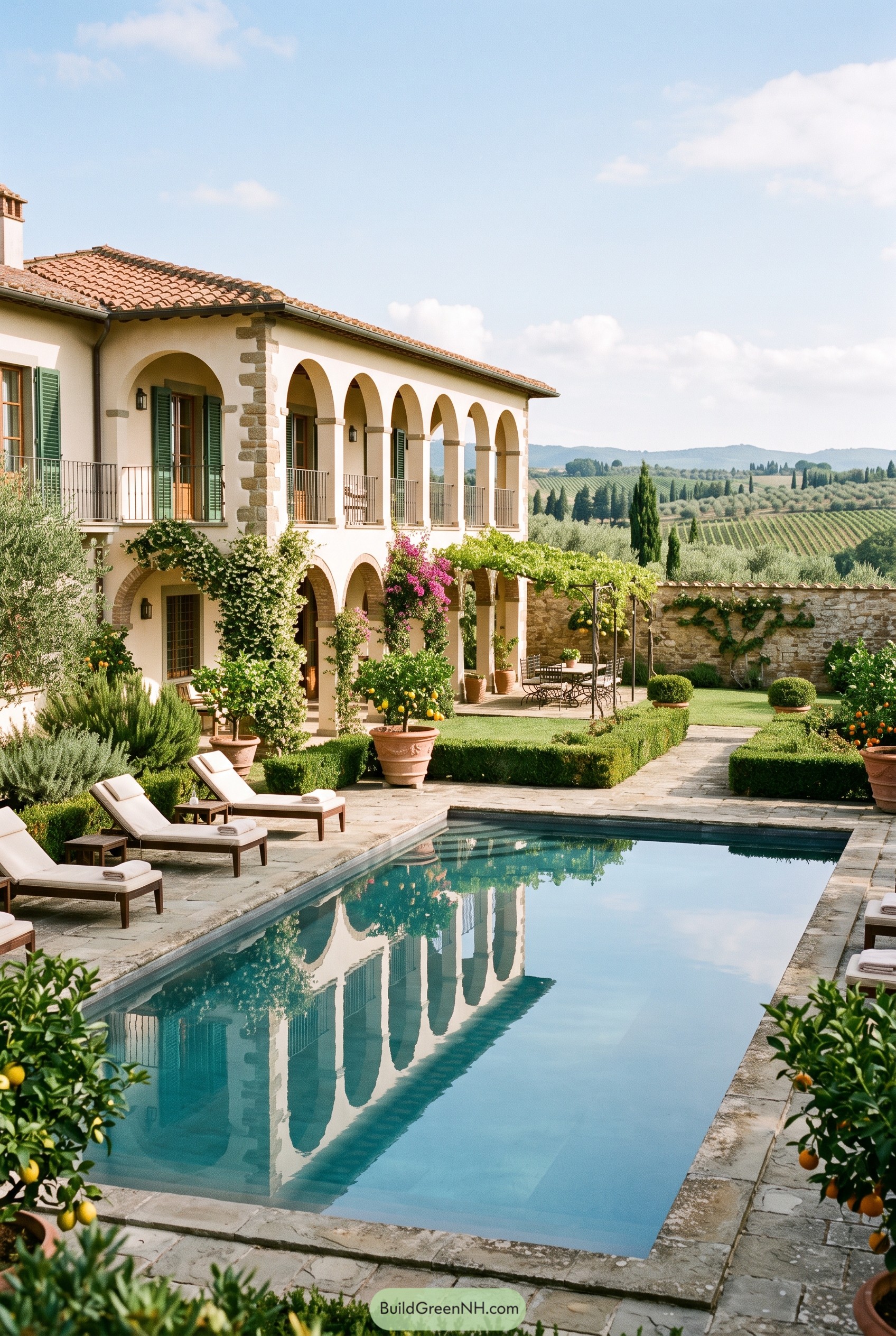 Italian estate with arches pool and gardens
