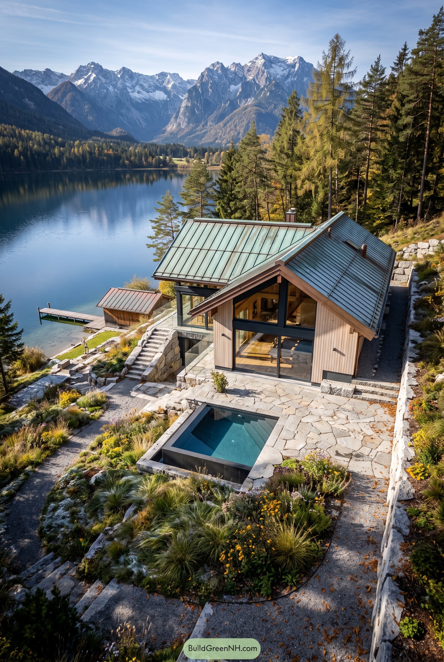 Lakeside chalet with mountain plunge pool