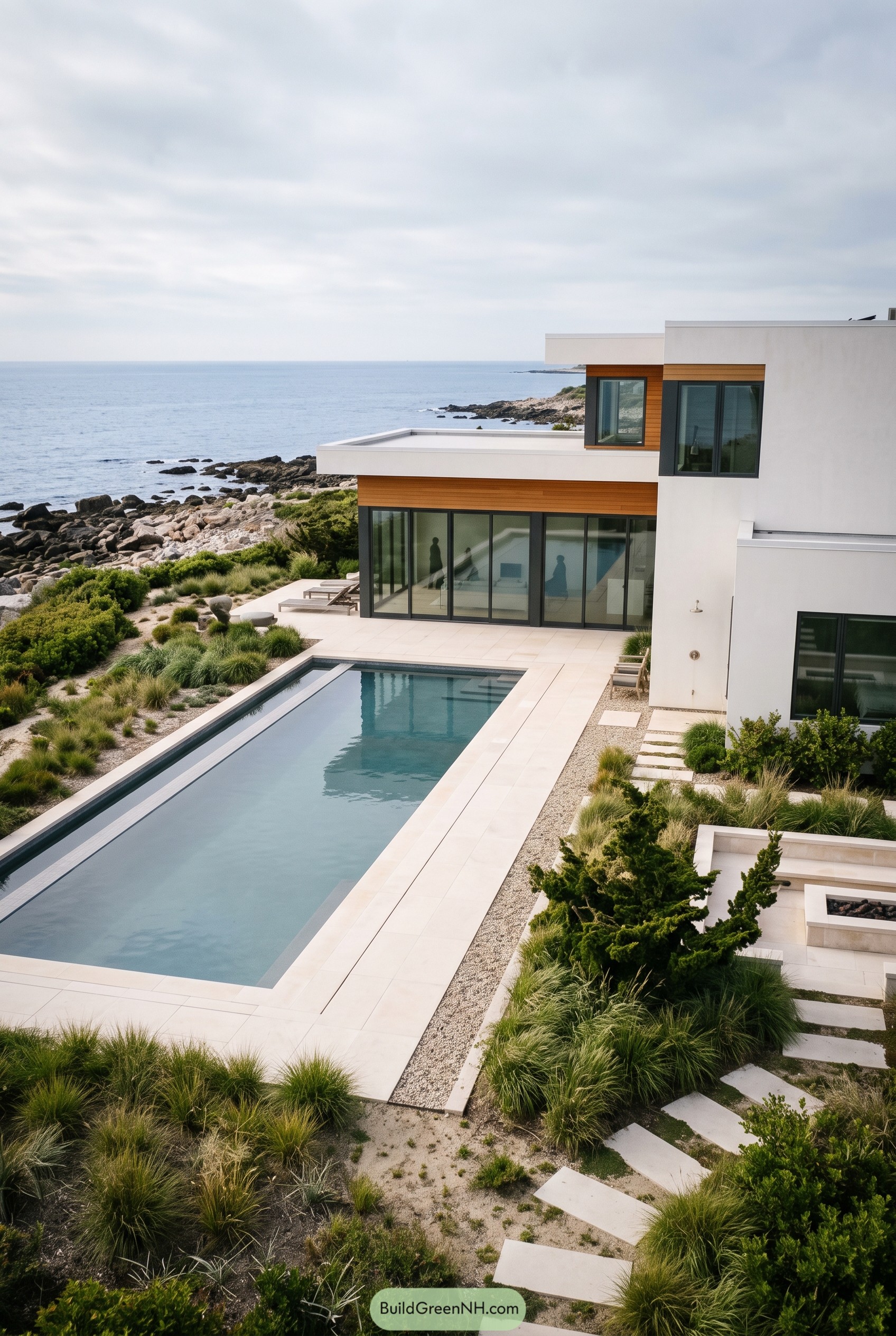 Modern coastal home with lap pool and ocean views