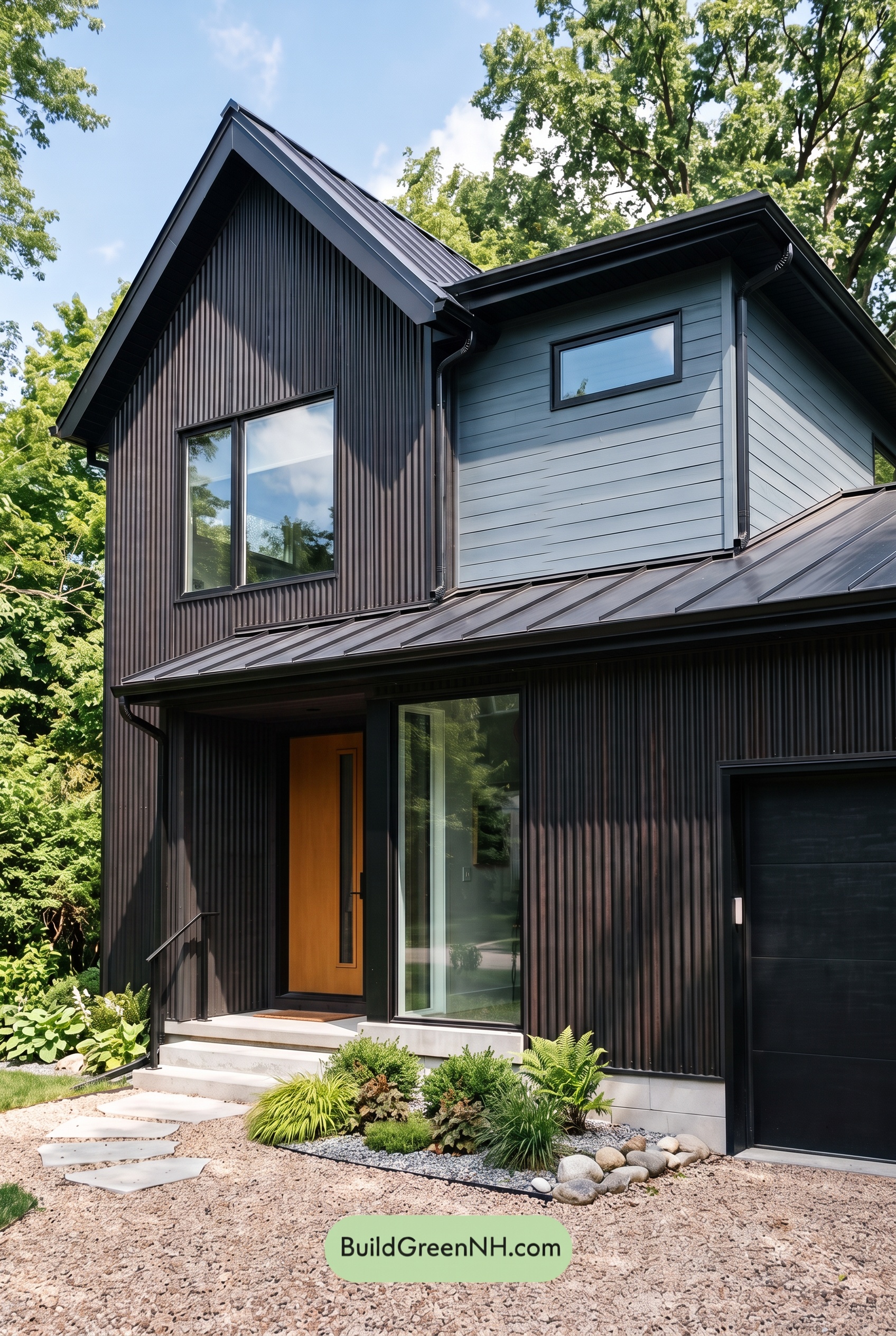 Modern Two-Tone Dark House Exterior Color Scheme: Azure Forge
