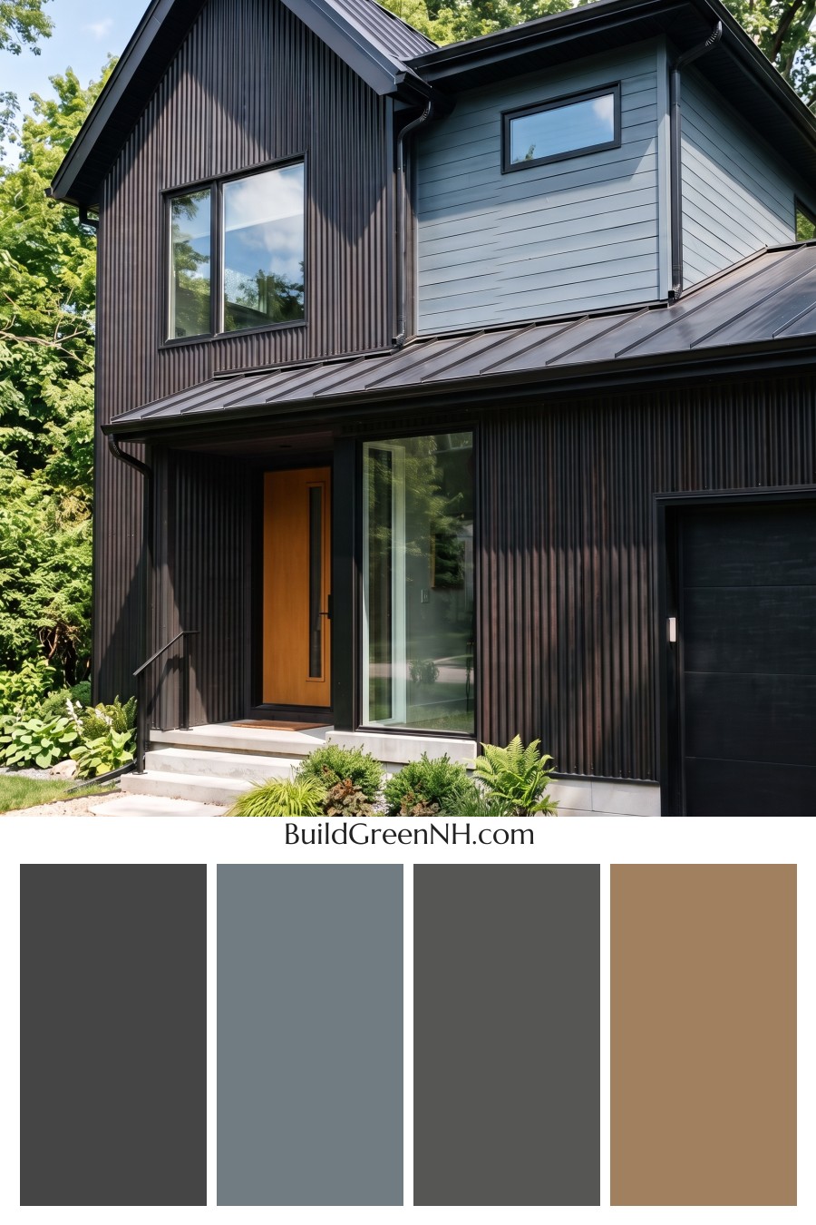Modern Two-Tone Dark House Exterior Color Scheme: Azure Forge