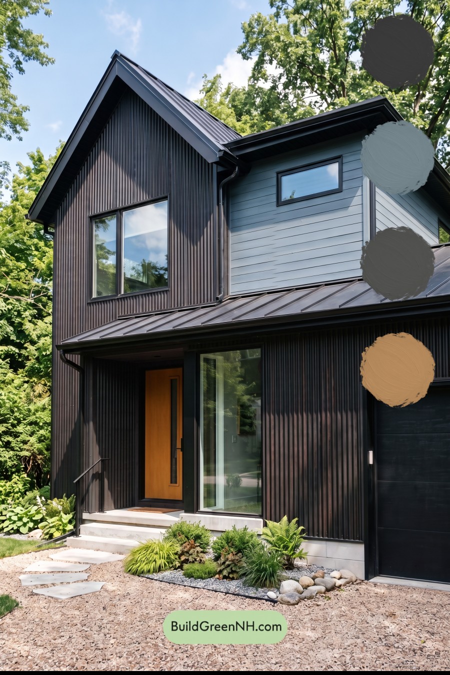 Modern Two-Tone Dark House Exterior Color Scheme: Azure Forge