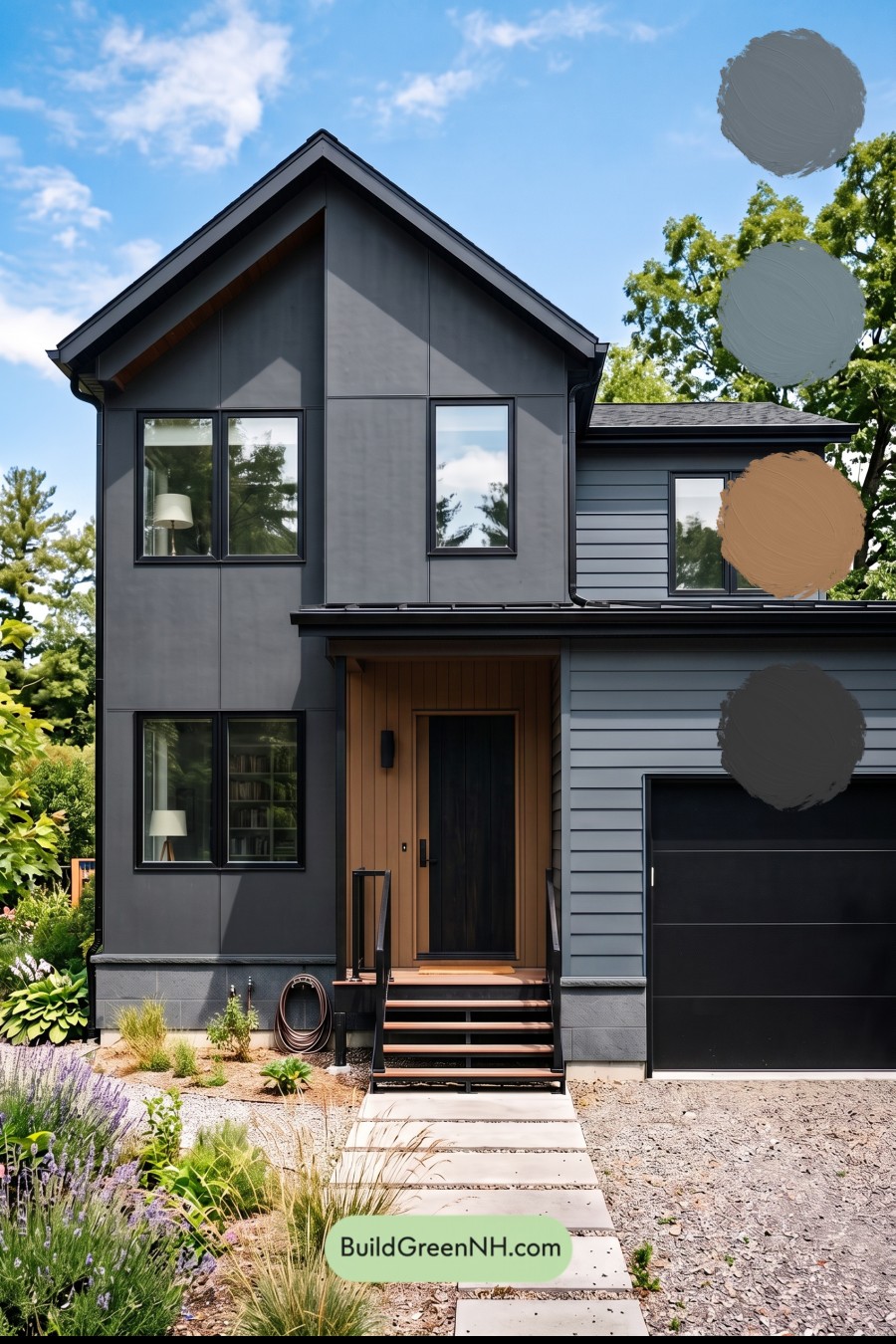 Modern Two-Tone Dark House Exterior Color Scheme: Blue Emberline