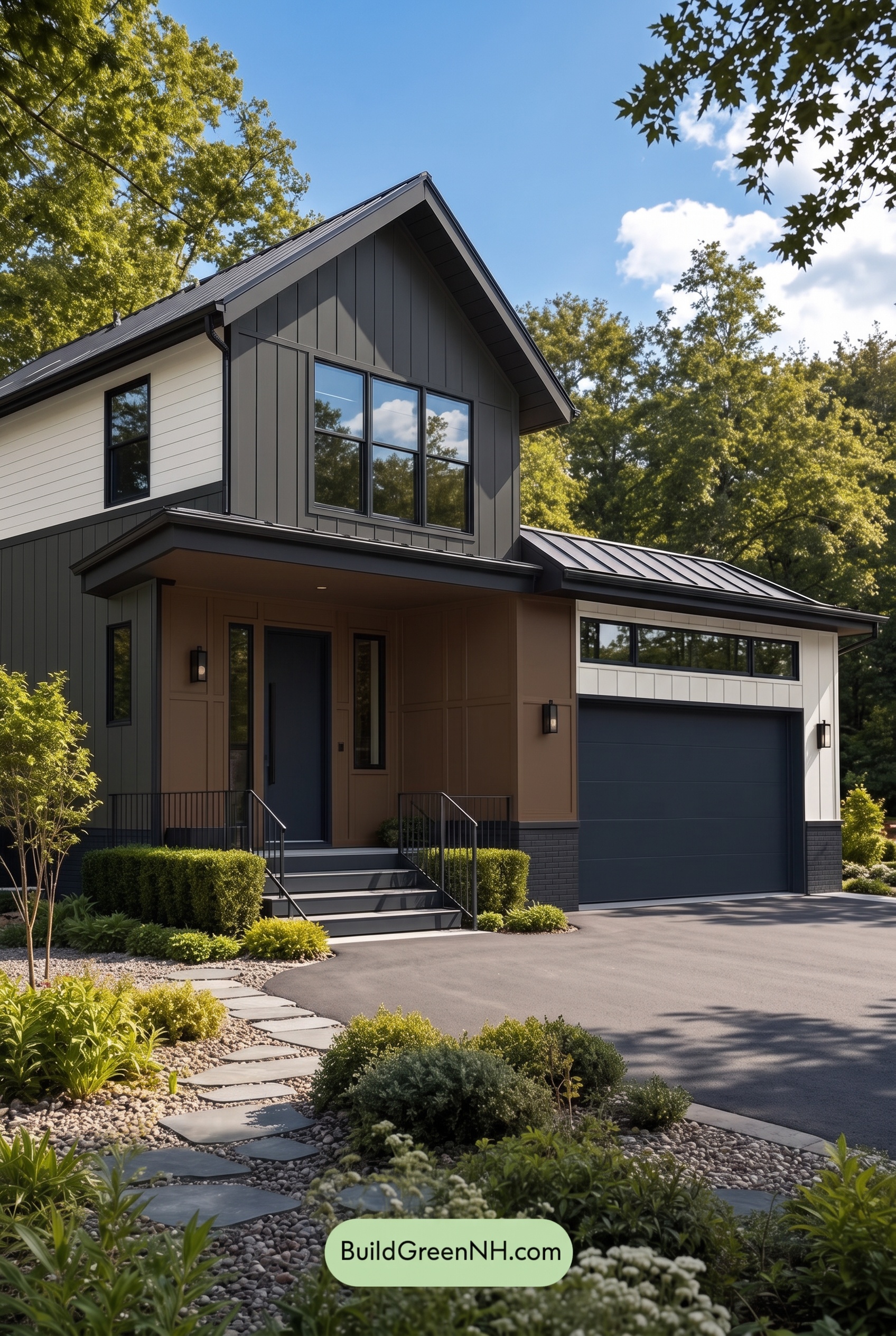 Modern Two-Tone Dark House Exterior Color Scheme: Coal Amberline