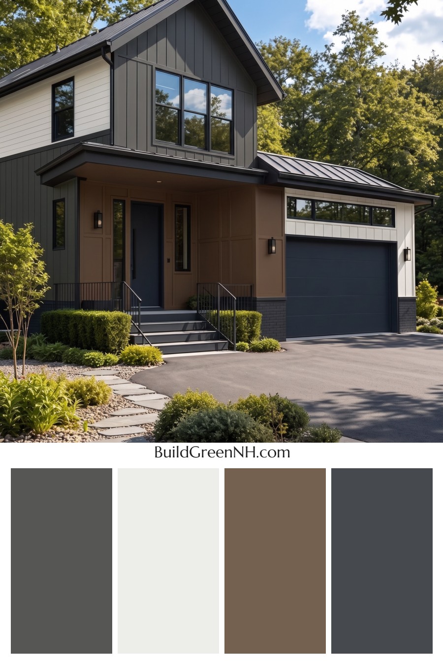Modern Two-Tone Dark House Exterior Color Scheme: Coal Amberline