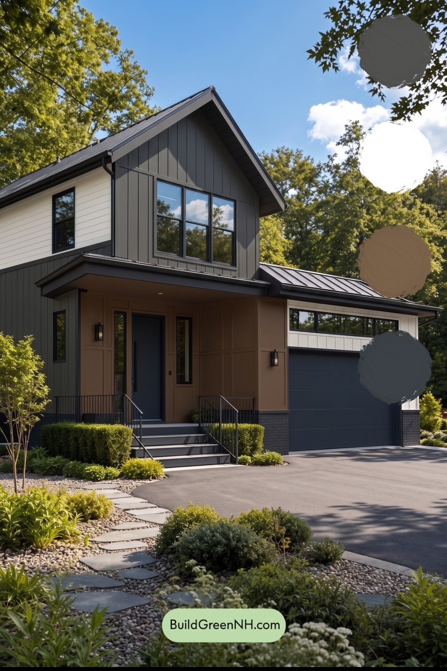 Modern Two-Tone Dark House Exterior Color Scheme: Coal Amberline