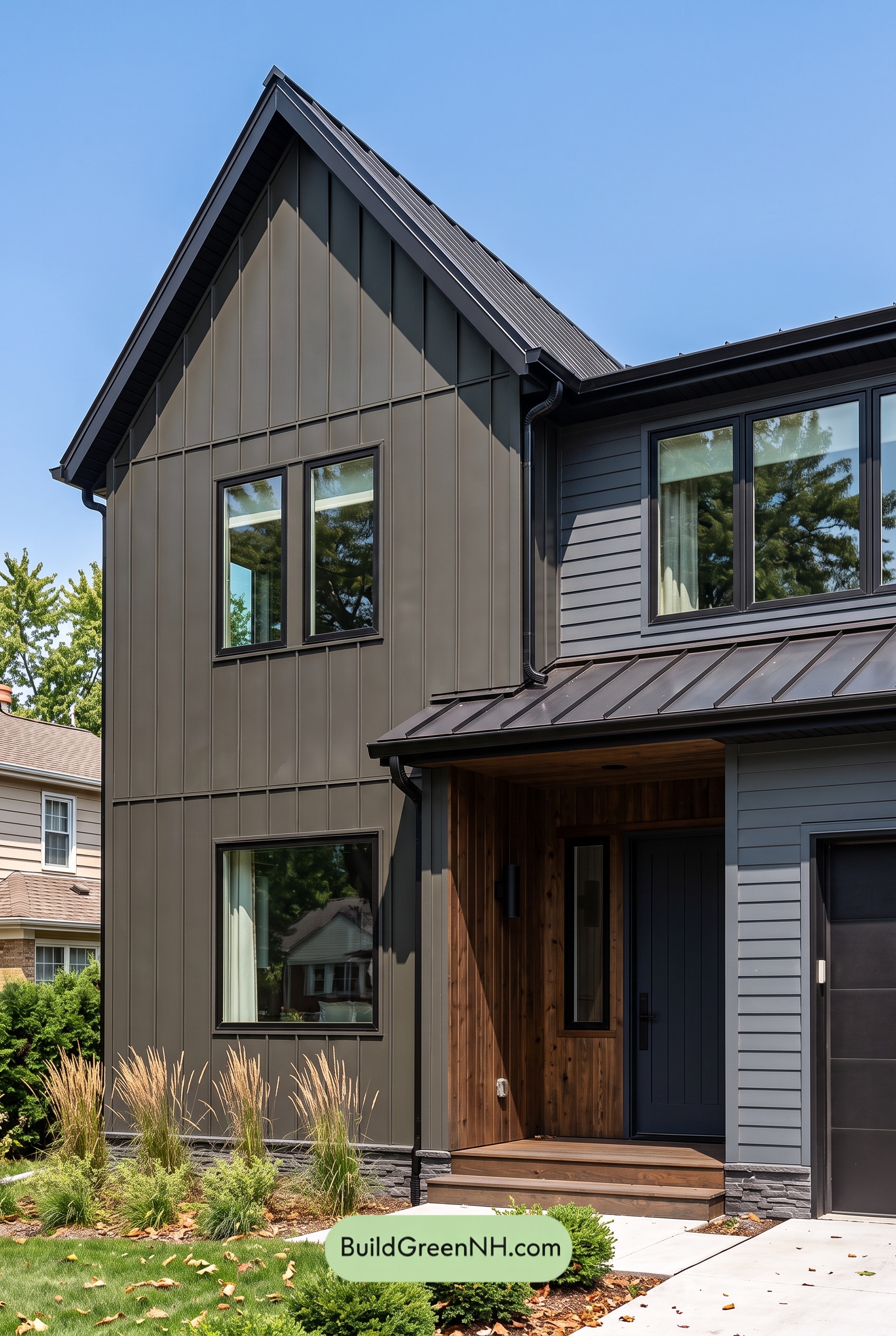 Modern Two-Tone Dark House Exterior Color Scheme: Cobalt Hearth