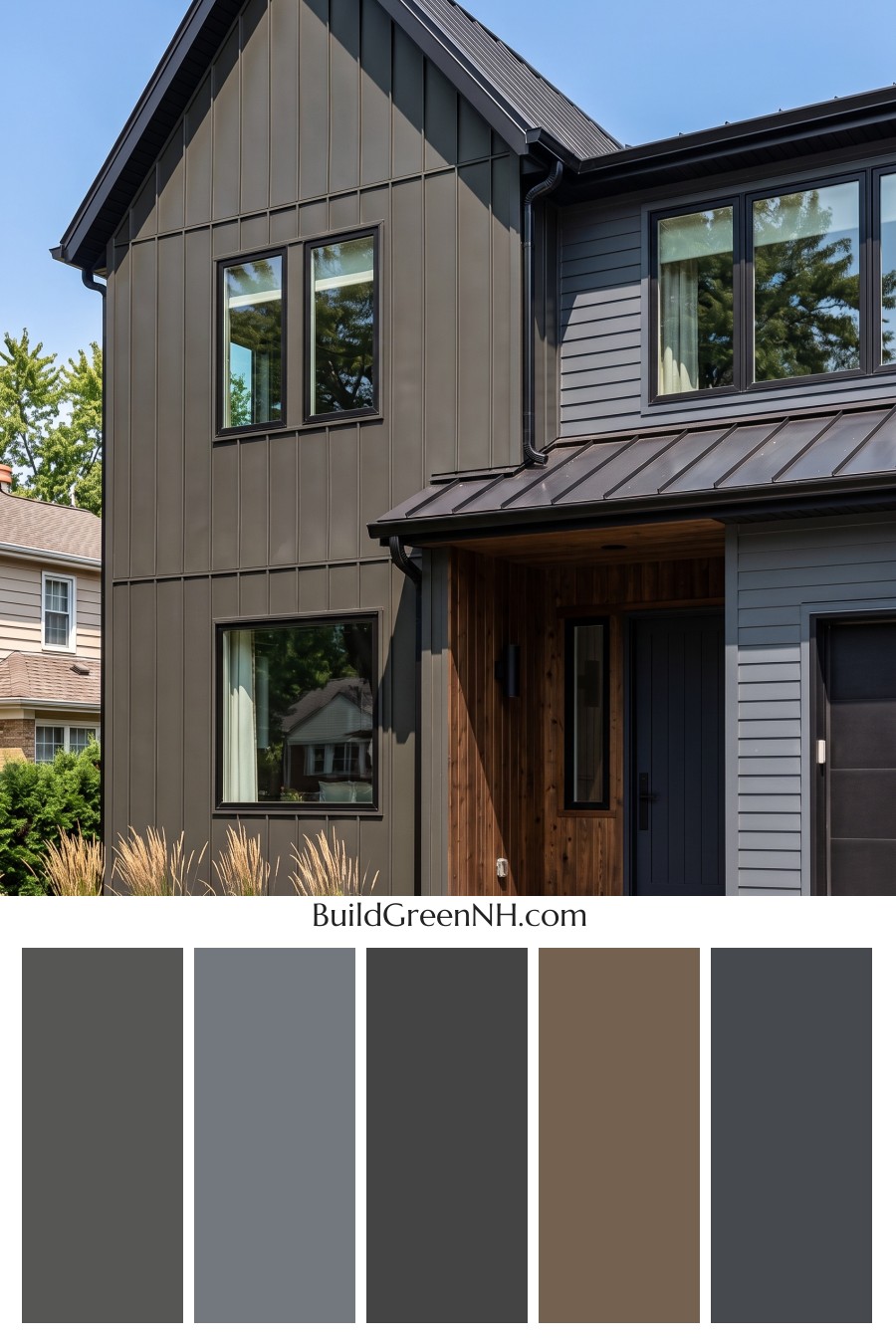 Modern Two-Tone Dark House Exterior Color Scheme: Cobalt Hearth