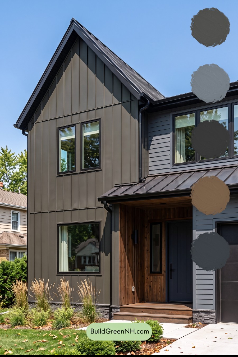 Modern Two-Tone Dark House Exterior Color Scheme: Cobalt Hearth