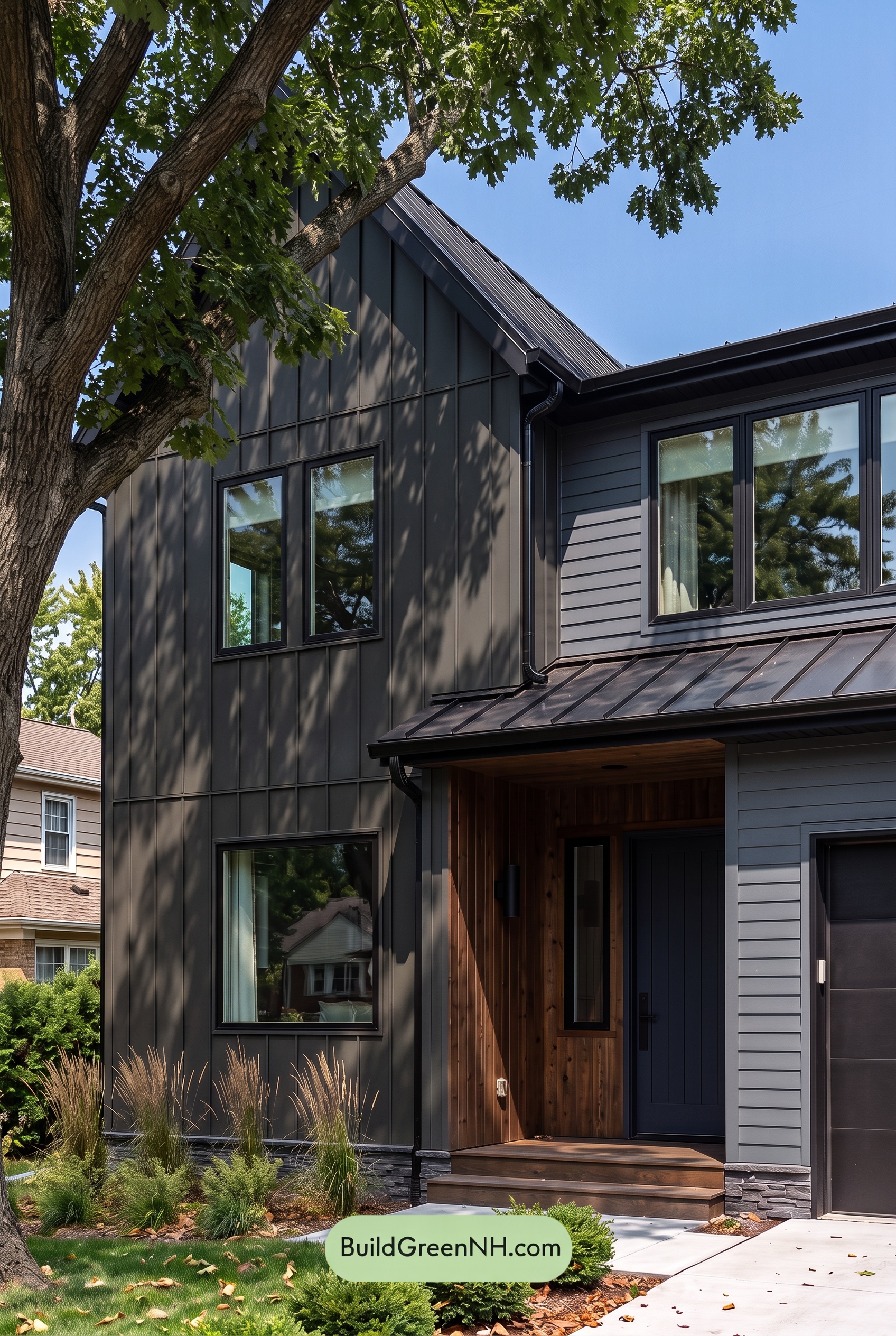 Modern Two-Tone Dark House Exterior Color Scheme: Cobalt Hearth - Shade