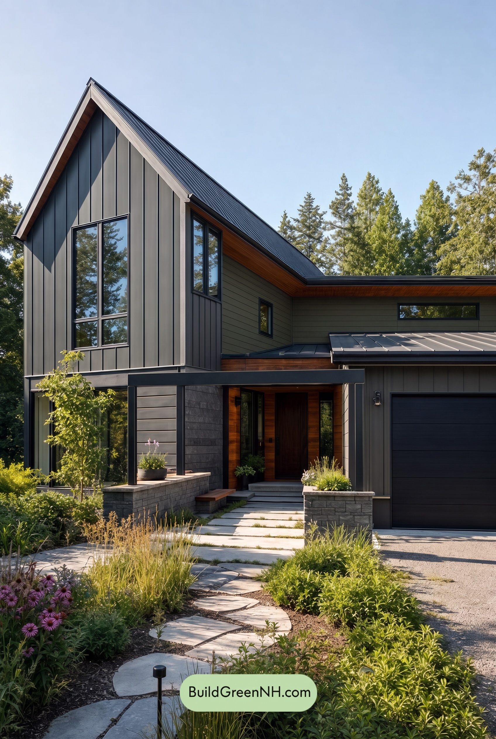 Modern Two-Tone Dark House Exterior Color Scheme: Fern Voltage