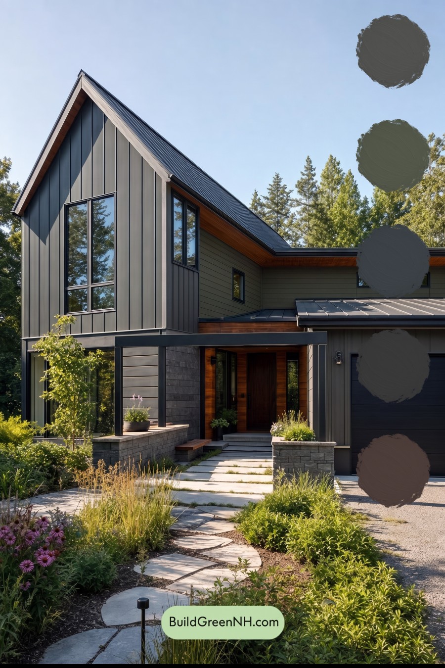 Modern Two-Tone Dark House Exterior Color Scheme: Fern Voltage