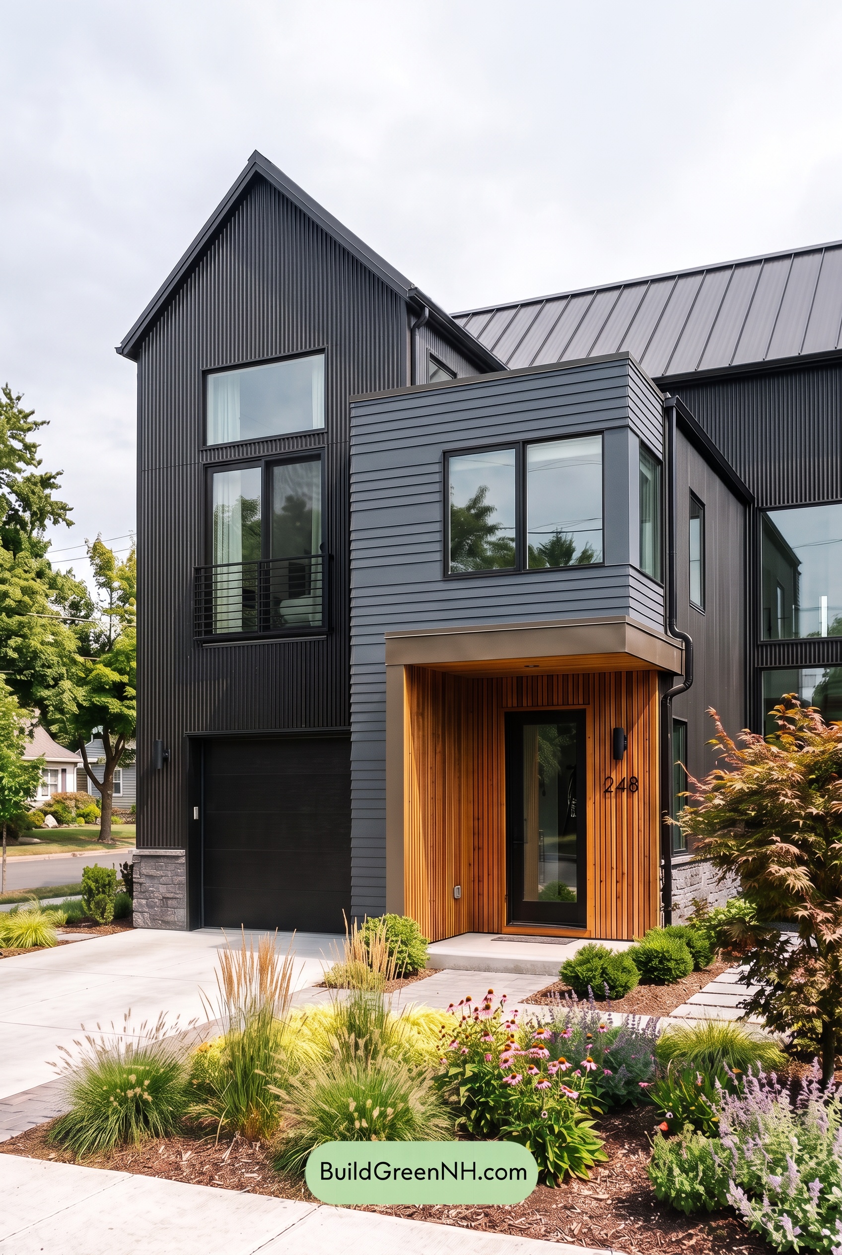 Modern Two-Tone Dark House Exterior Color Scheme: Indigo Anvil - Overcast