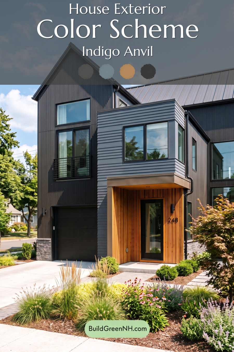 Modern Two-Tone Dark House Exterior Color Scheme: Indigo Anvil