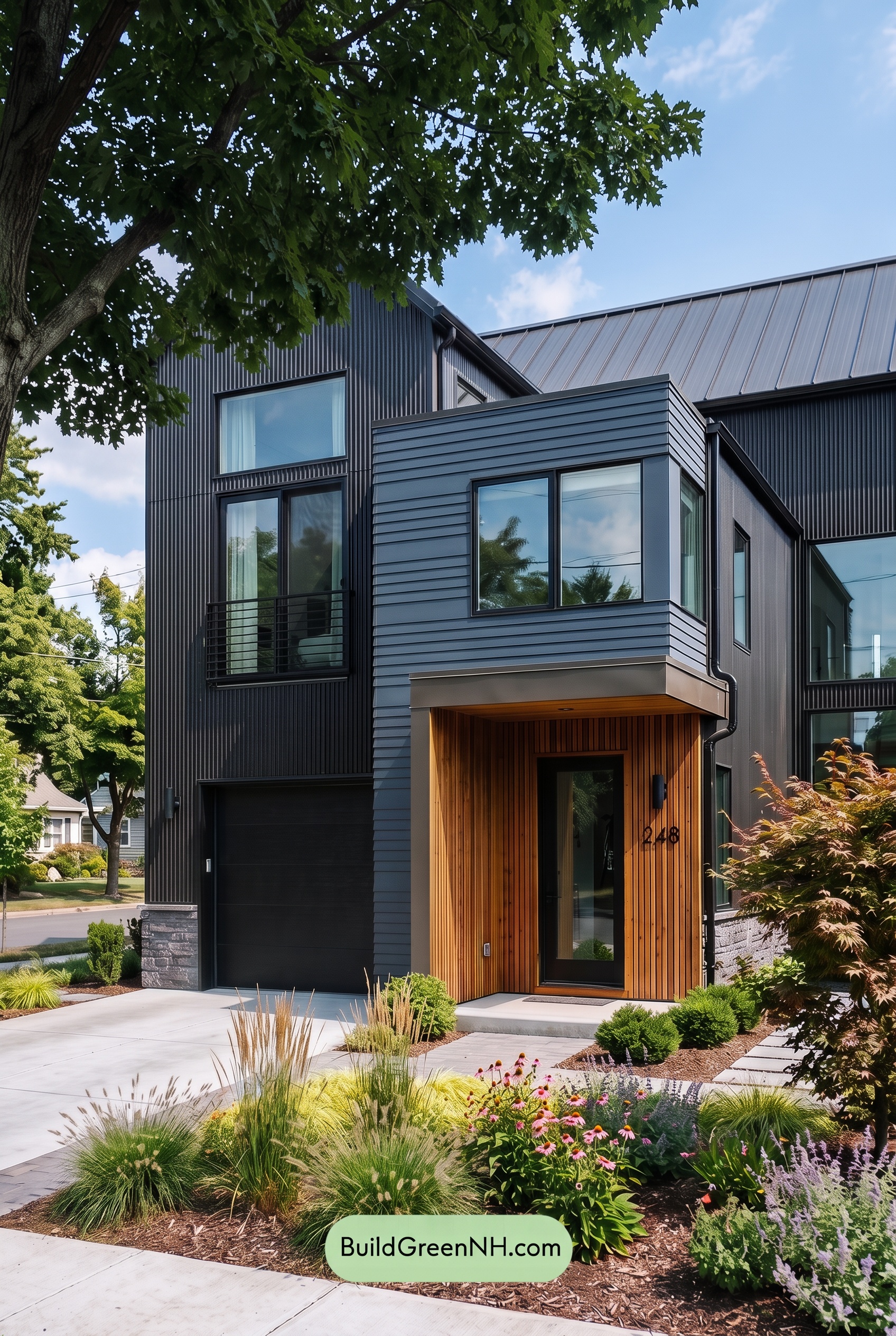 Modern Two-Tone Dark House Exterior Color Scheme: Indigo Anvil - Shade
