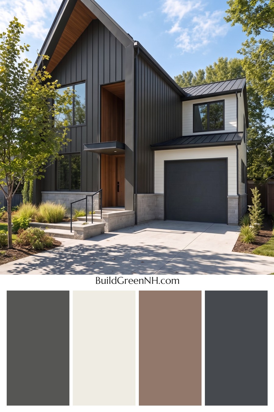 Modern Two-Tone Dark House Exterior Color Scheme: Ironwood Glow