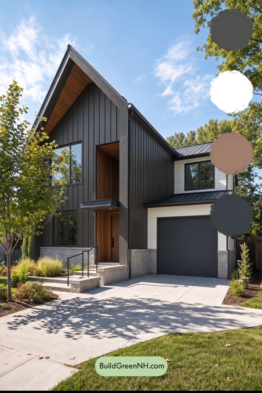 Modern Two-Tone Dark House Exterior Color Scheme: Ironwood Glow