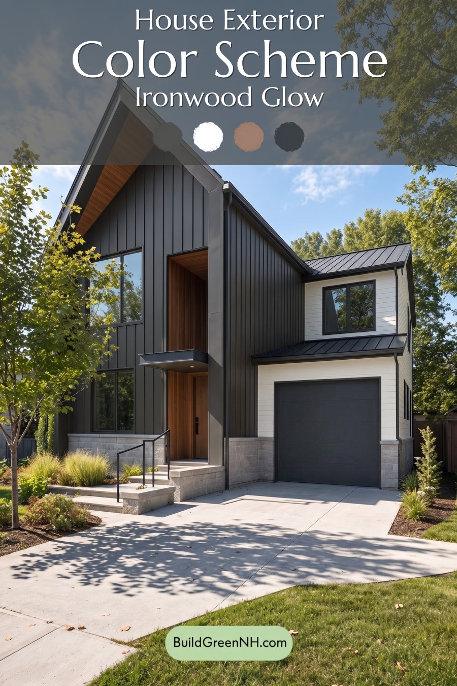 Modern Two-Tone Dark House Exterior Color Scheme: Ironwood Glow