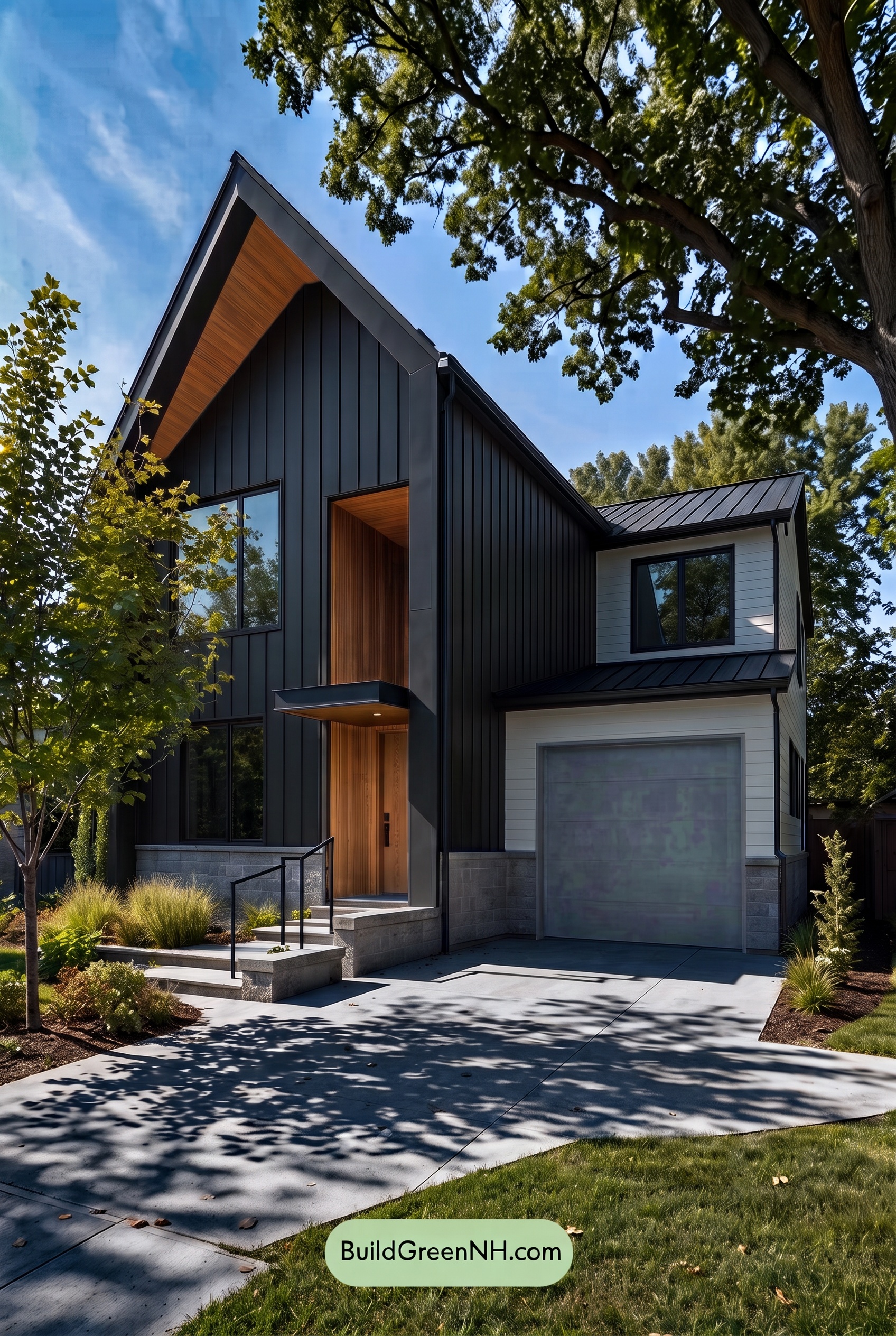 Modern Two-Tone Dark House Exterior Color Scheme: Ironwood Glow - Shade