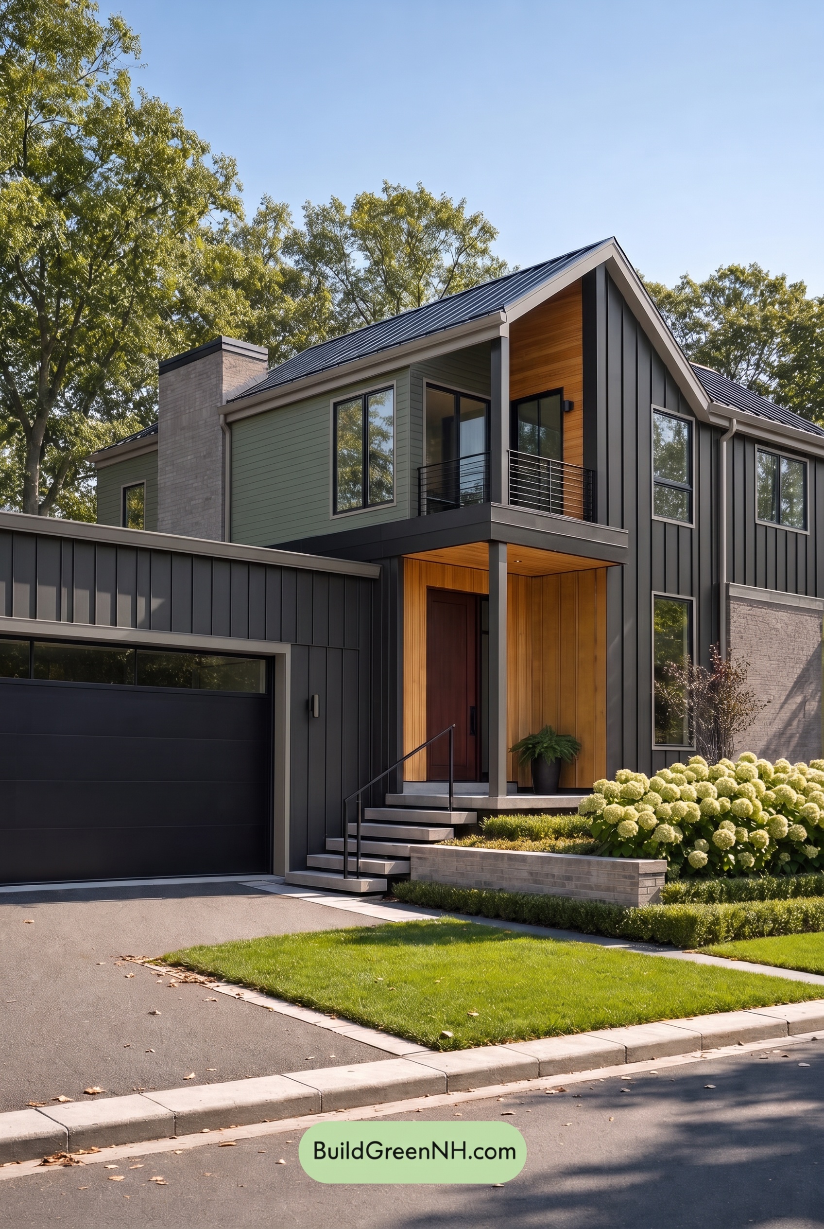 Modern Two-Tone Dark House Exterior Color Scheme: Juniper Alloy