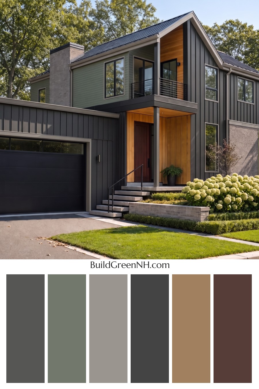 Modern Two-Tone Dark House Exterior Color Scheme: Juniper Alloy