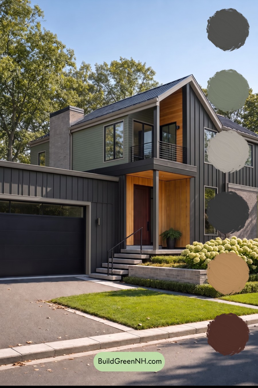 Modern Two-Tone Dark House Exterior Color Scheme: Juniper Alloy