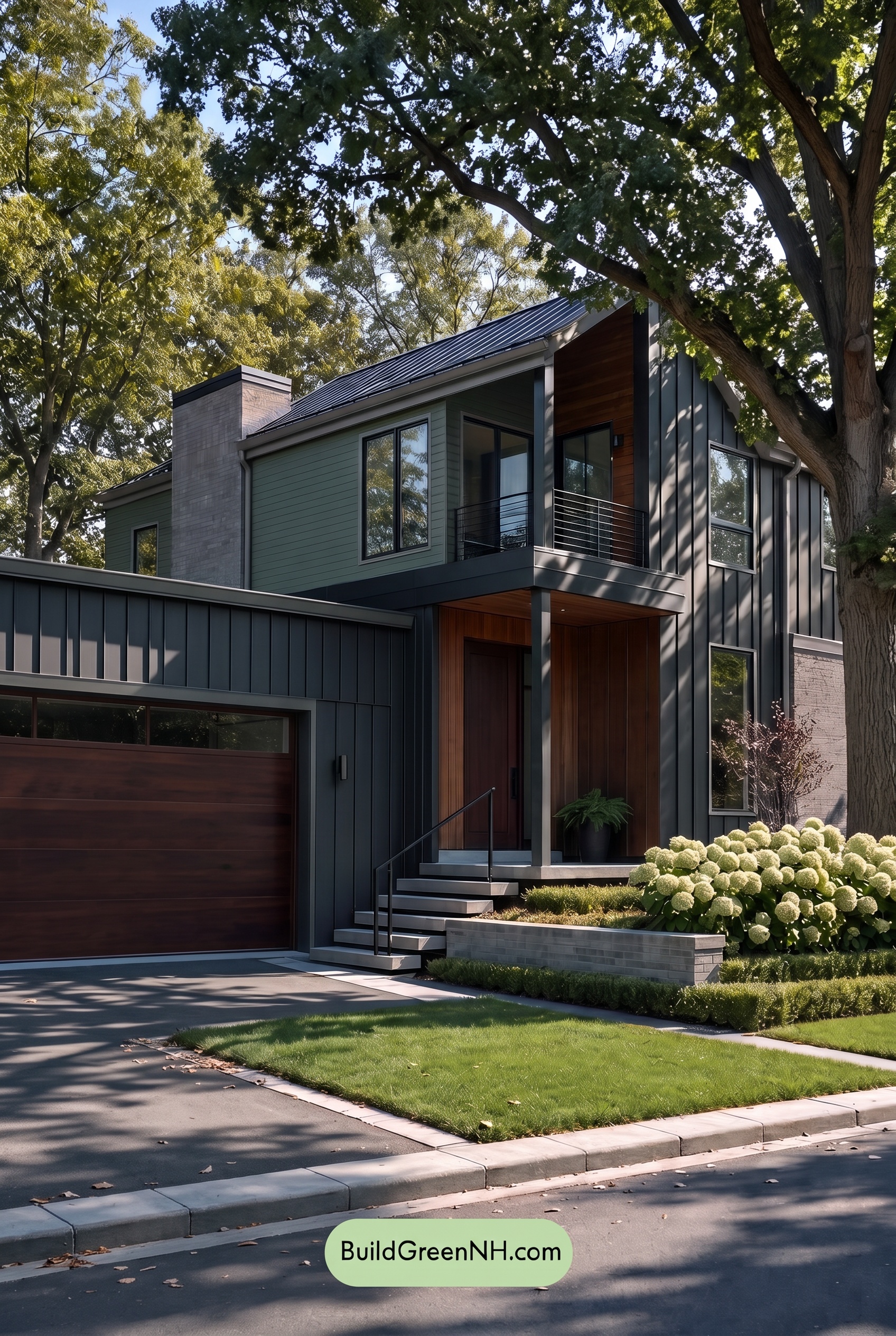 Modern Two-Tone Dark House Exterior Color Scheme: Juniper Alloy - Shade