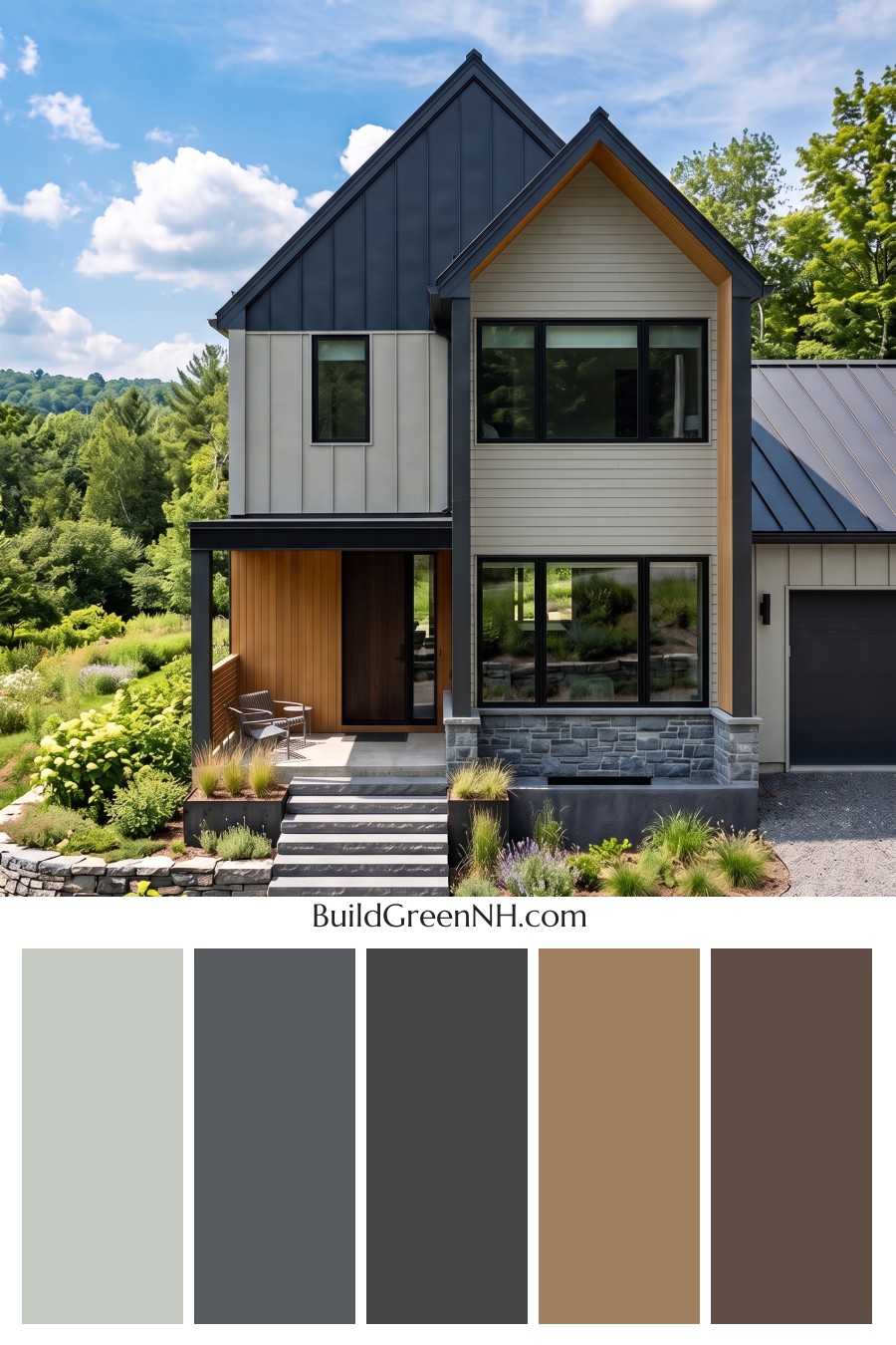 Modern Two-Tone Dark House Exterior Color Scheme: Laurel Shadow