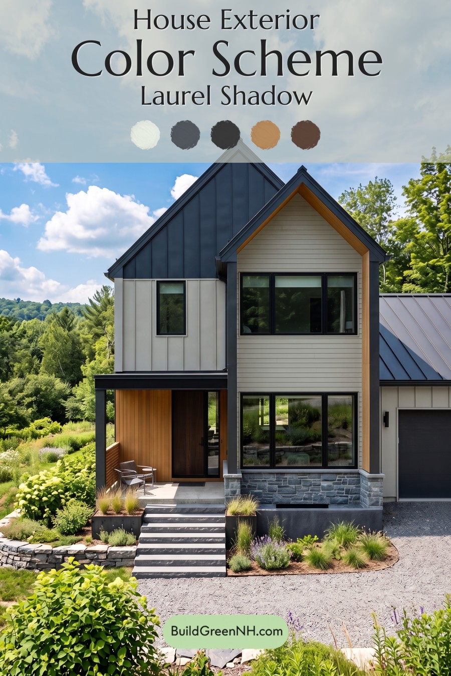 Modern Two-Tone Dark House Exterior Color Scheme: Laurel Shadow