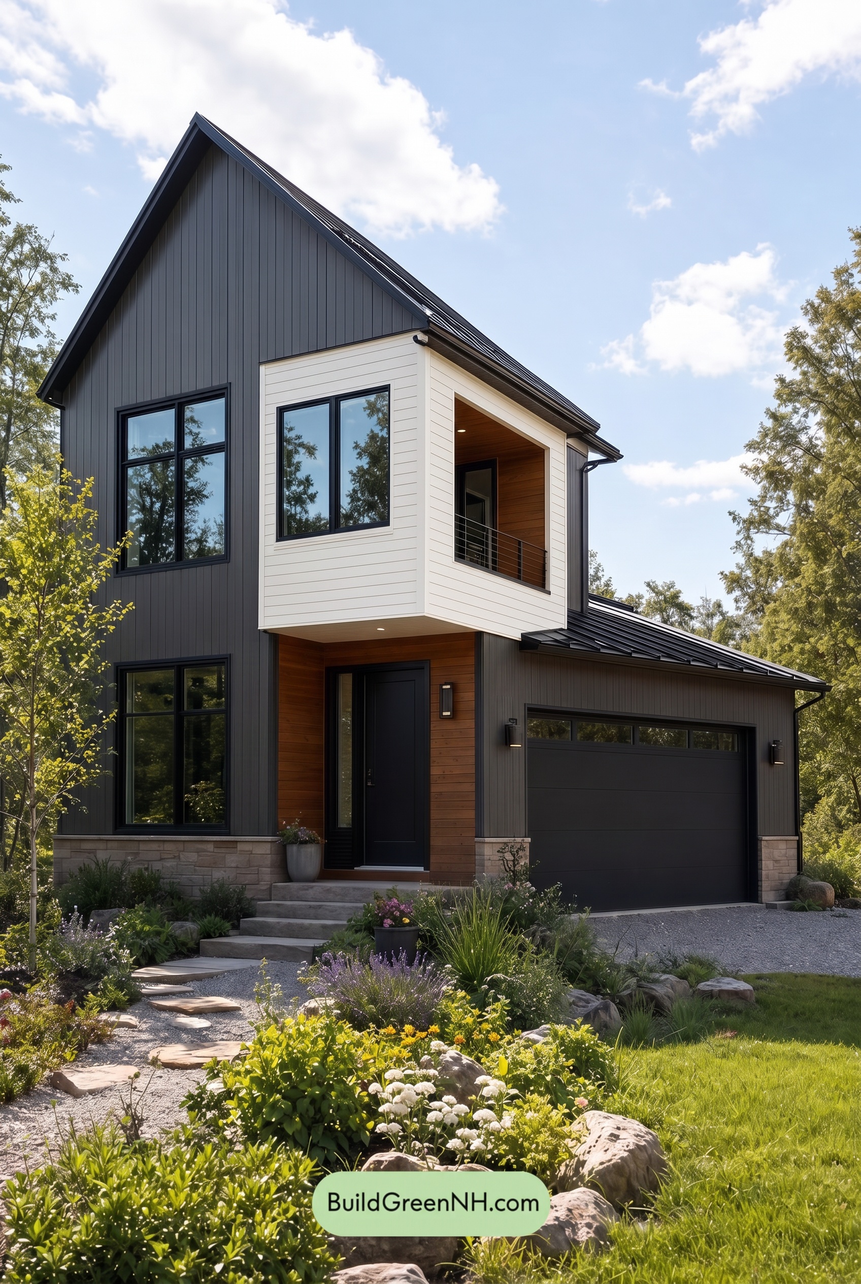 Modern Two-Tone Dark House Exterior Color Scheme: Midnight Linen