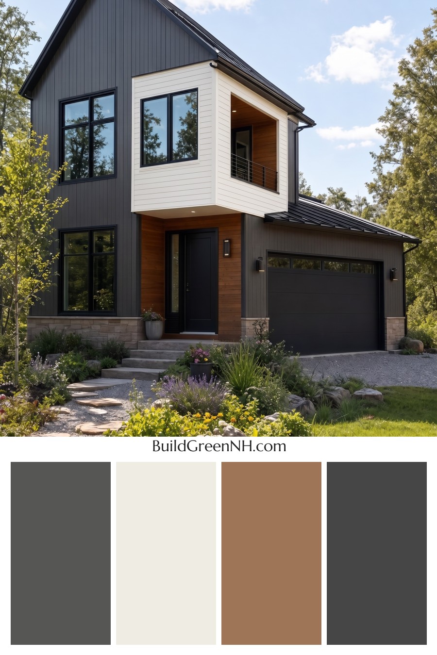 Modern Two-Tone Dark House Exterior Color Scheme: Midnight Linen