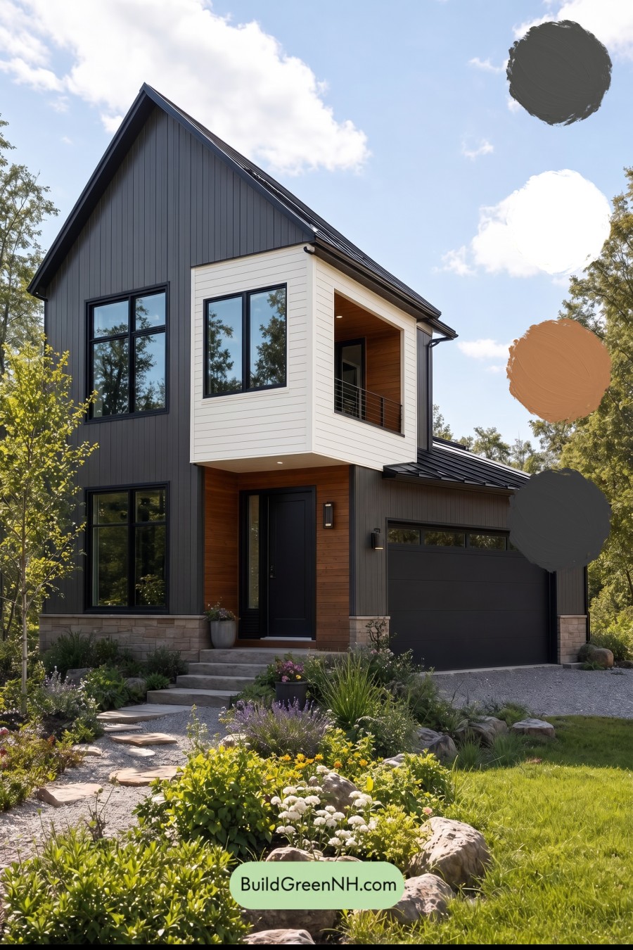 Modern Two-Tone Dark House Exterior Color Scheme: Midnight Linen
