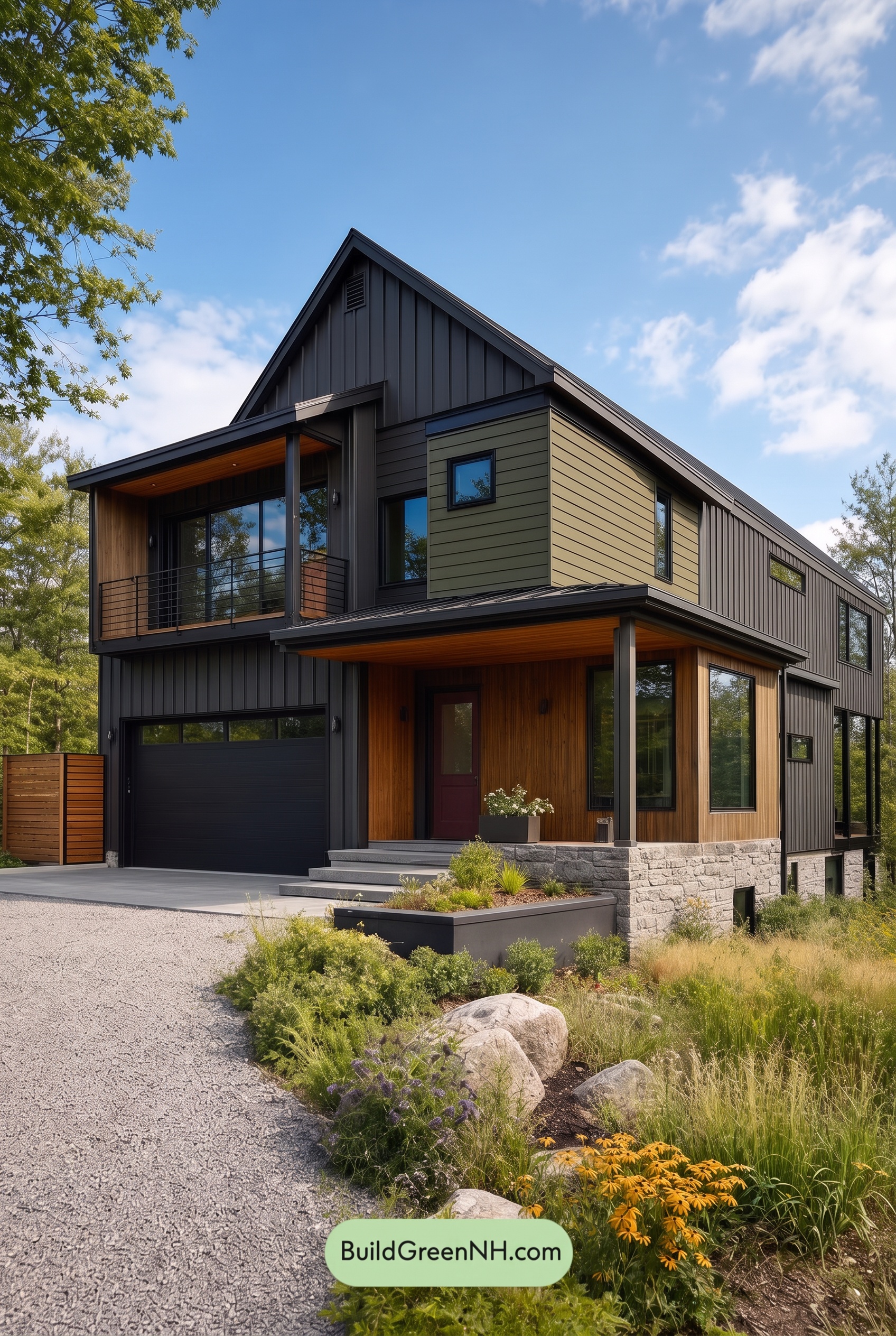 Modern Two-Tone Dark House Exterior Color Scheme: Mossline Ember