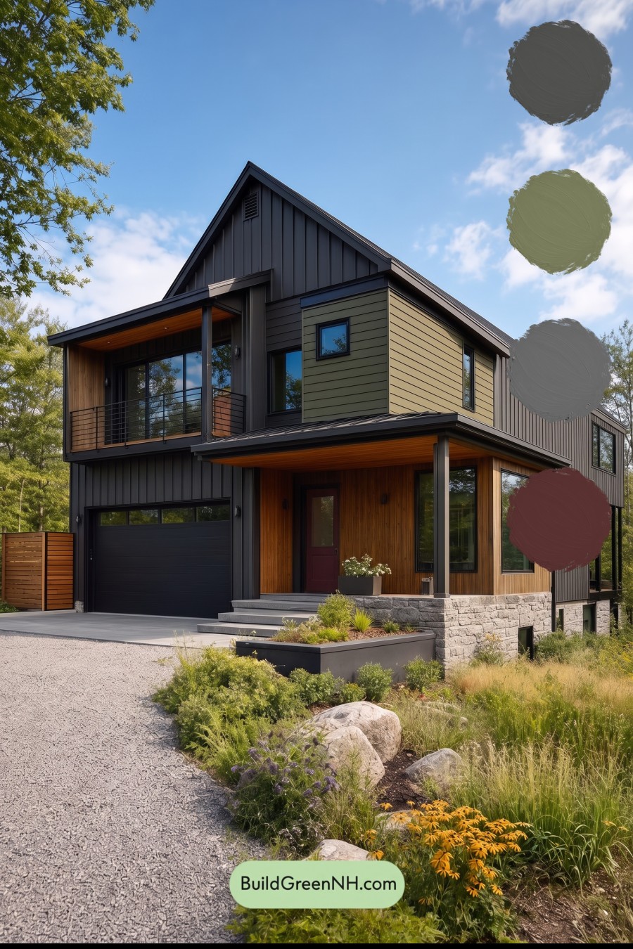 Modern Two-Tone Dark House Exterior Color Scheme: Mossline Ember