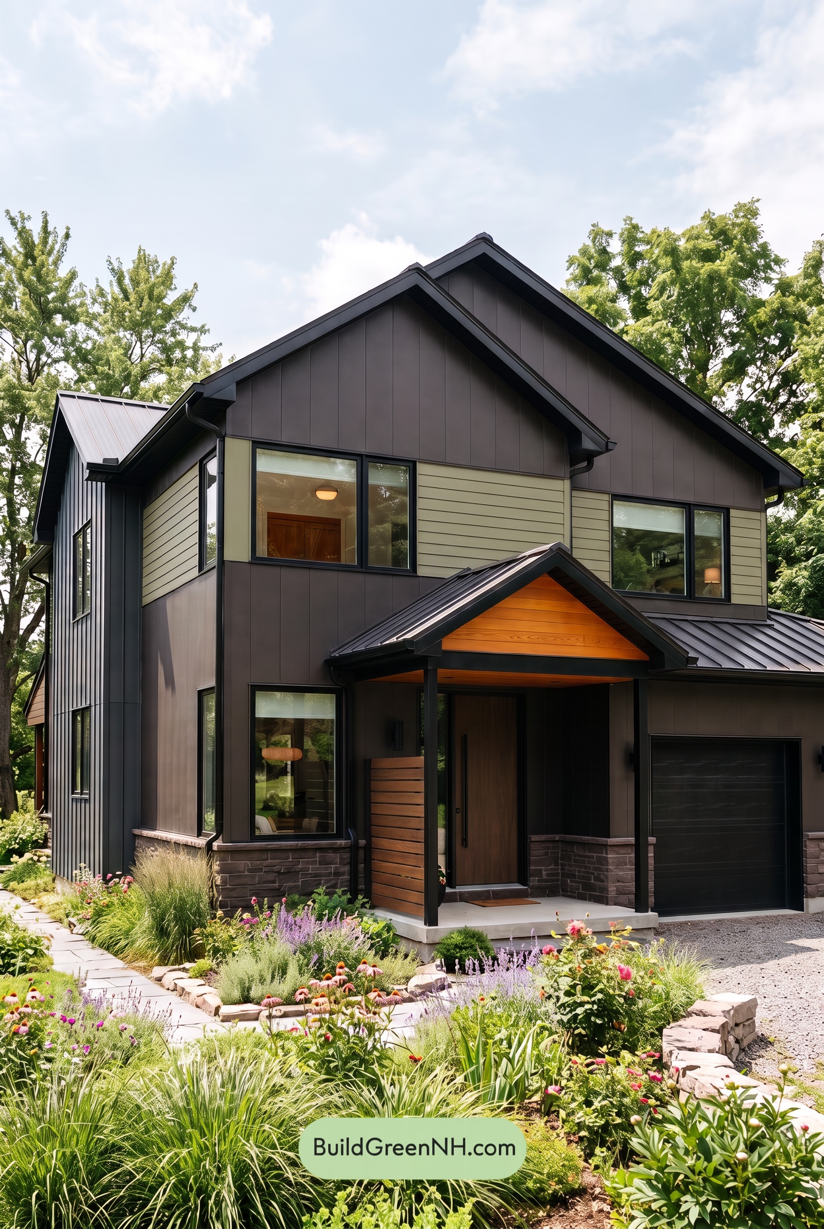 Modern Two-Tone Dark House Exterior Color Scheme: Olive Meridian