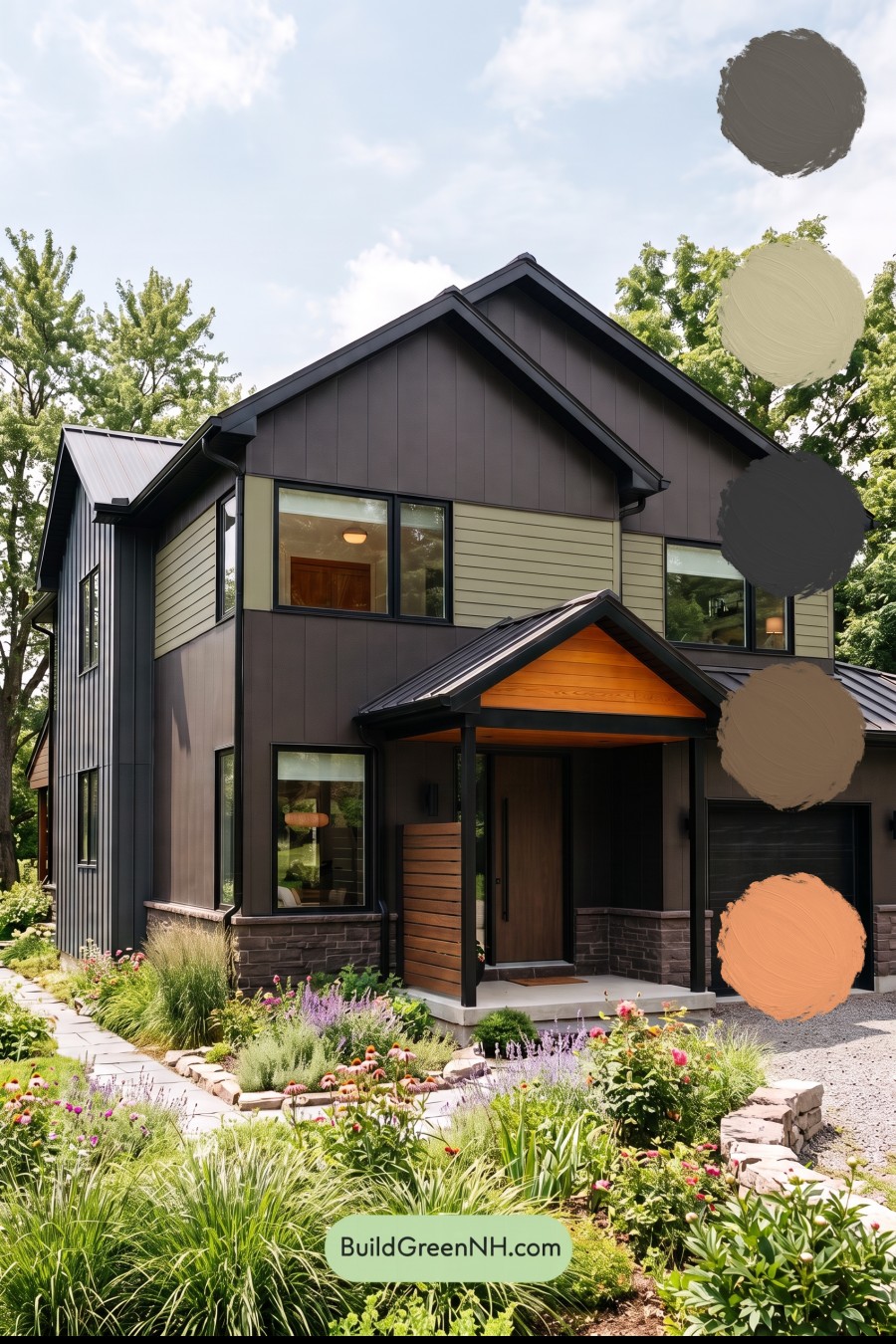 Modern Two-Tone Dark House Exterior Color Scheme: Olive Meridian