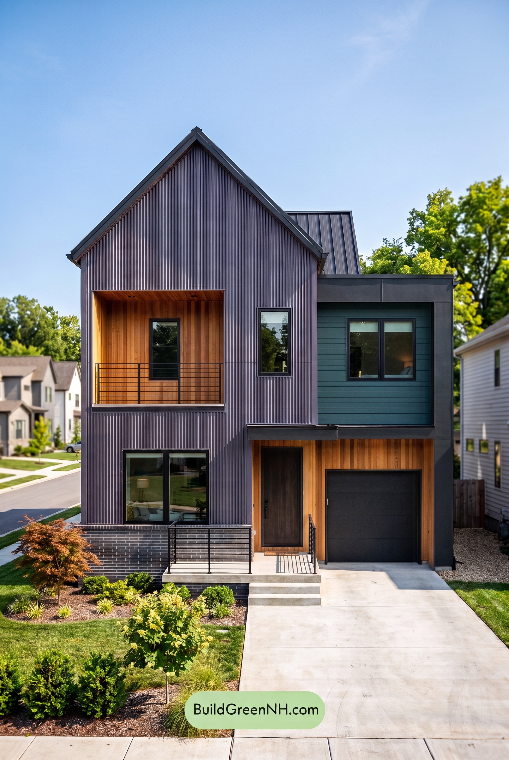 Modern Two-Tone Dark House Exterior Color Scheme: Pine Signal